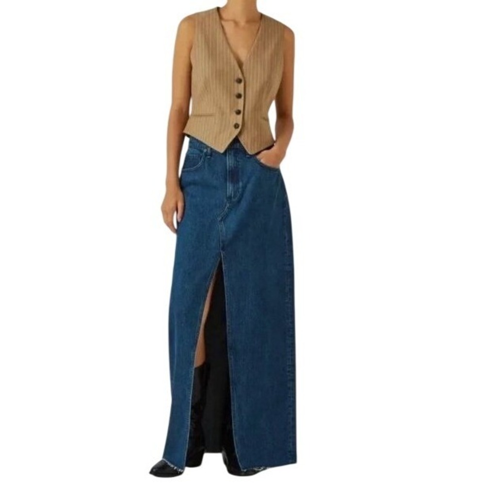 Rag & Bone NWT 30 Ari Dark Denim Avery Maxi Skirt Women Kaihara‎ Japanese Denim